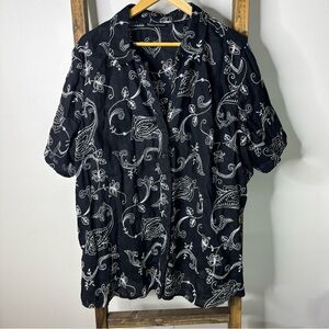 ClubZCollection Black Linen Blend Embroidered Blouse